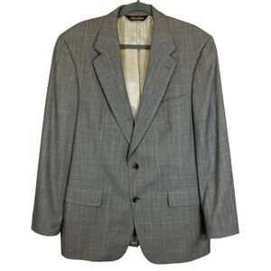 Brooks Brothers 100% Wool Blazer Men Sz 41R Gray Plaid Jacket Sport Coat USA